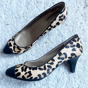 Me Too Women's Classy Alessa Cheetah Print Fur Leather Dress Heels Pumps Size 10